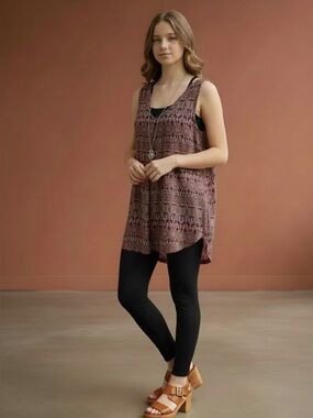Great condition Rafaella Tunic Burgundy/Wine featuring delicate all over beading